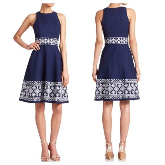 NWT Shoshanna Fit And Flare Embroidered Dress - Picture 1 of 10